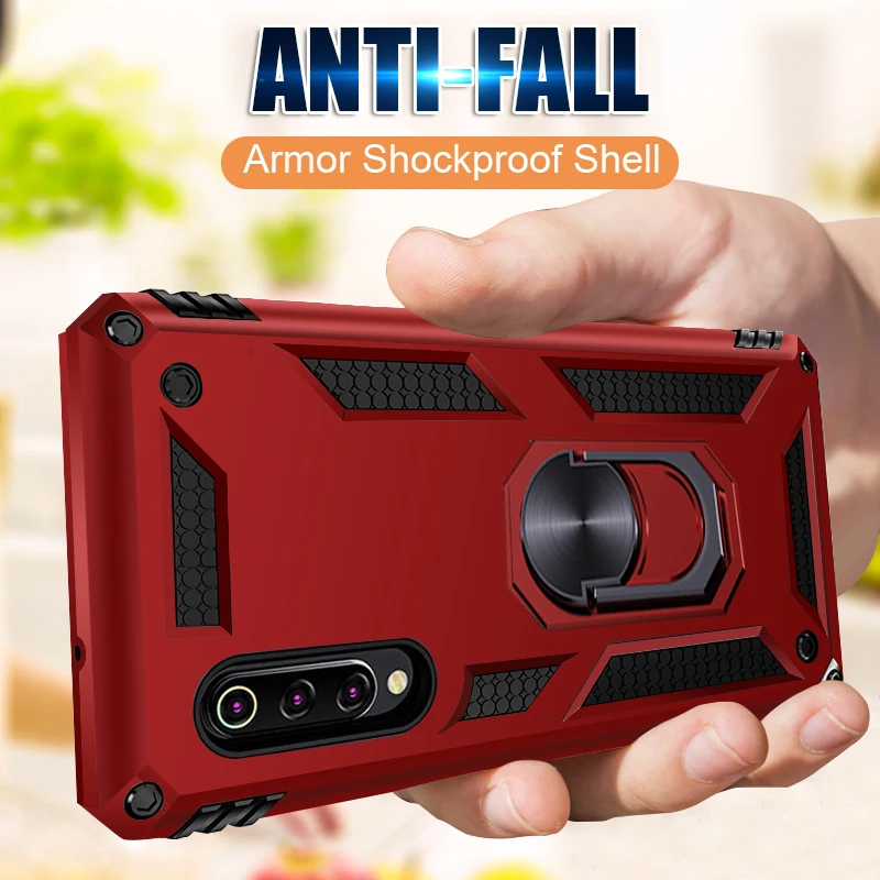 

Luxury Armor Metal Ring Case On The For Xiaomi Redmi 7 Note 7 Pro Phone Case Cover For Xiaomi 9 SE mi9 SE Shockproof Bumper Case