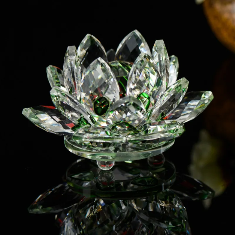 Crystal Glass Figurine Collectibles Lotus Flower Model Wedding Centerpieces
