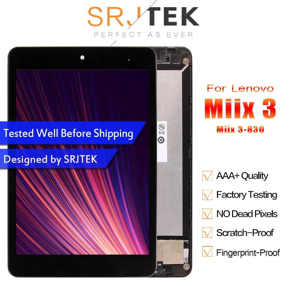 ЖК-дисплей Srjtek 8 дюймов для Lenovo Miix3 830 Miix 3-830 матричный сенсорный экран дигитайзер