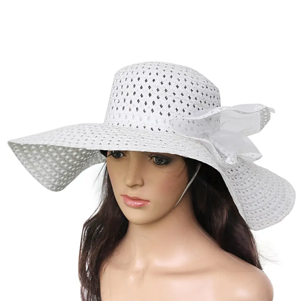Модная женская соломенная шляпа с широкими большими полями, летняя пляжная соломенная шляпа в стиле Дерби, Белая Летняя уличная пляжная шляпа