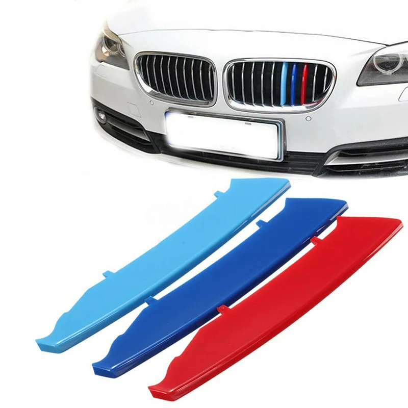 

3-Color Car Grille Bar Cover Stripe Clip Decal For BMW 3 Series E90 E91