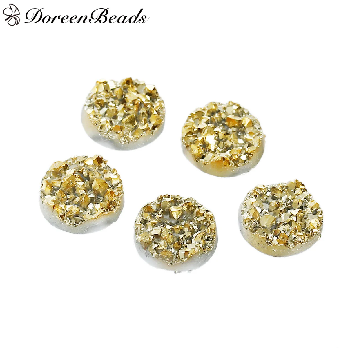 

DoreenBeads Resin drusy Dome Seals Cabochon Round gold color 12mm( 4/8") Dia, 50 PCs