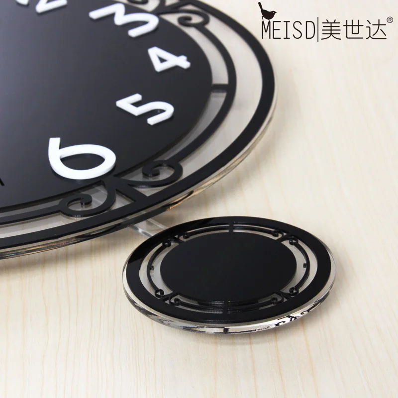 Бесшумные большие 3D цифровые настенные часы, развевающиеся, акриловые, современный дизайн, Подвесные часы, металлическая указка, черные кварцевые часы