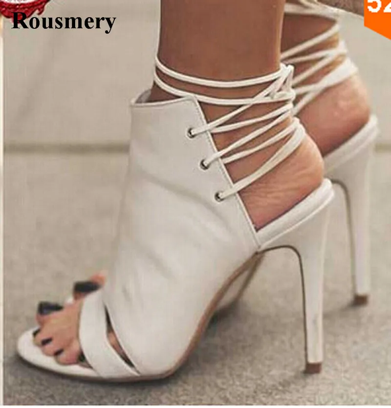 Hot Selling Women Fashion Open Toe White Suede Leather Gladiator Sandals Lace-up Cut-out High Heel Sandals Free Shipping Hot Selling Women Fashion Open Toe White Suede Leather Gladiator Sandals Lace-up Cut-out High Heel Sandals Free Shipping