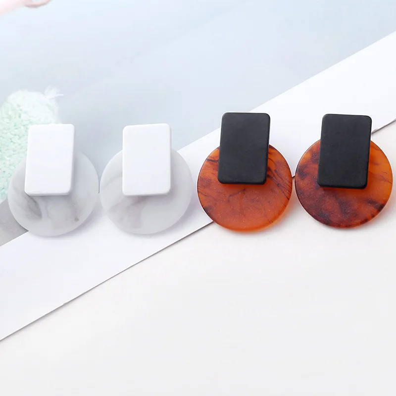 

New Tortoiseshell Brincos Hit Color Earring Women Square Round Earring Geometry Acrylic Earrings for Women Charm Jewelry