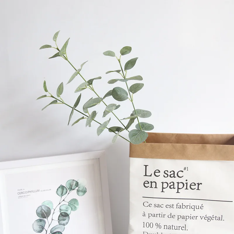 Зеленые искусственные листья большие эвкалипта настенный материал Декоративные