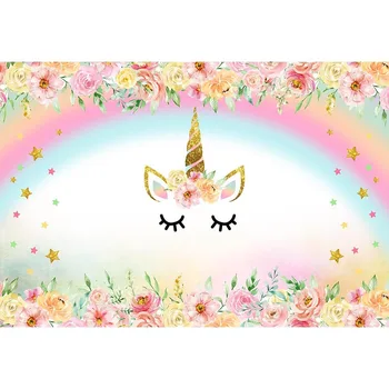 

Unicorn Backdrop Birthday Party Background Newborn Baby Shower Backdrops for Photo Shoot Vinyl Cloth Seamless G-568
