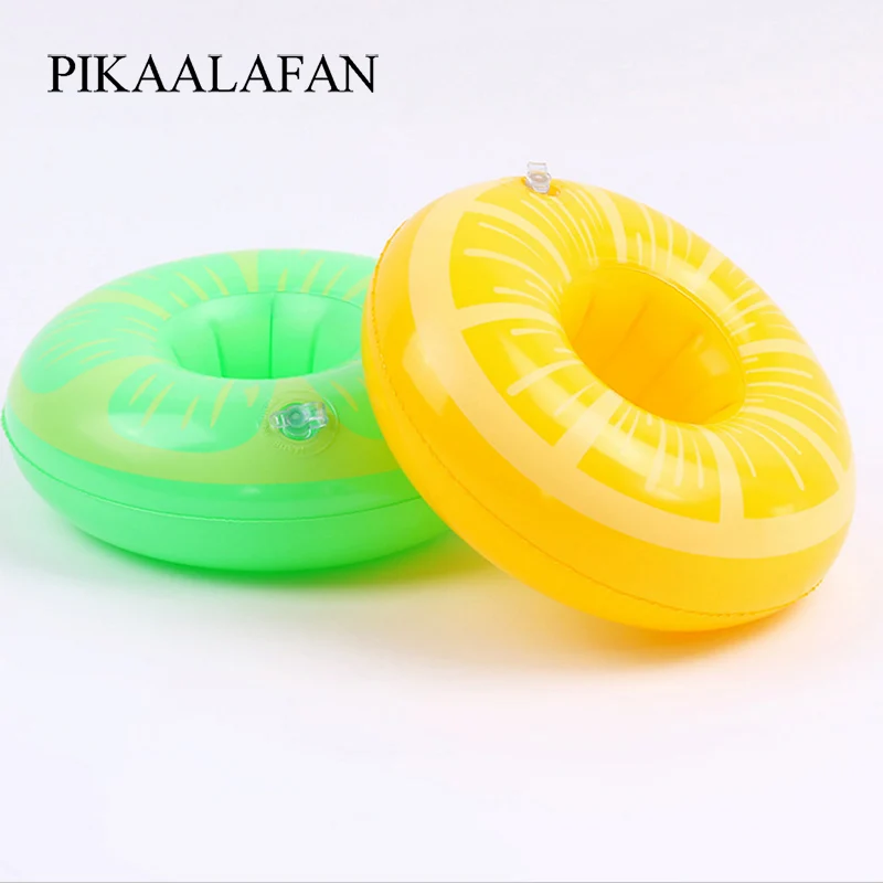 

PIKAALAFAN PVC Inflatable Fruit Water Cup Holder Inflatable Water Floating Drink Cup Yellow Green Lemon Cup Holder Pool Toys