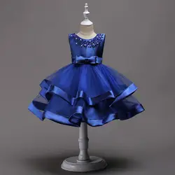 Платья с цветочным узором для девочек; атласное нарядное платье для девочек; элегантное вечернее платье с бусинами для девочек; Детские