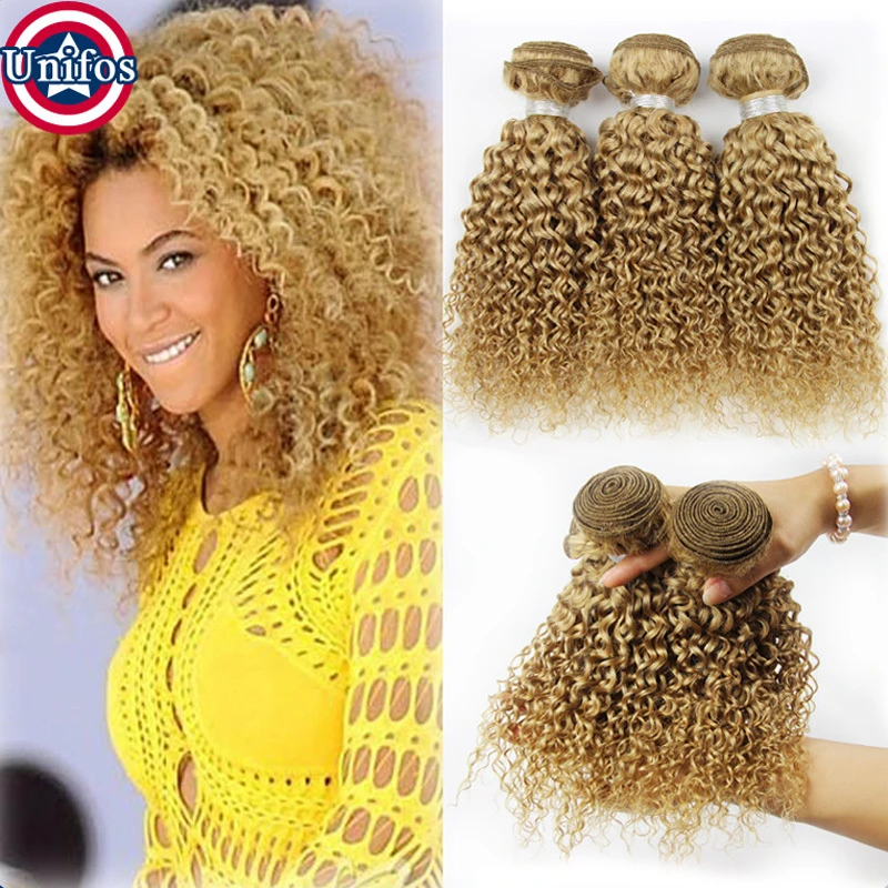 العسل شقراء الشعر الماليزي 3 قطع الفراولة شقراء أشقر مجعد الشعر Tissage نسج الماليزي غريب مجعد الشعر العذراء Aliexpress