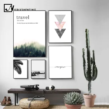 

NICOLESHENTING Forest Leaf Wall Art Canvas Poster Print Nordic Style Landscape Painting Wall Picture for Living Room Decoration