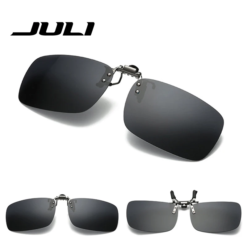 Polarized Clip on Sunglasses clip on glasses square Polaroid Lens Men