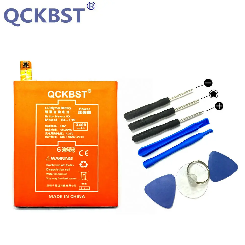 QCKBST BL T19 батарея для LG Nexus 5X аккумулятор H790 H791 H798 BLT19 3400mAh литий ионный высокой