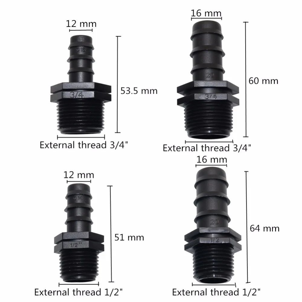 20 шт. соединения с водопроводными трубами 1/" " 3/" " с наружной резьбой, колючие водяные соединители DN16 DN20 пластиковые фитинги для труб