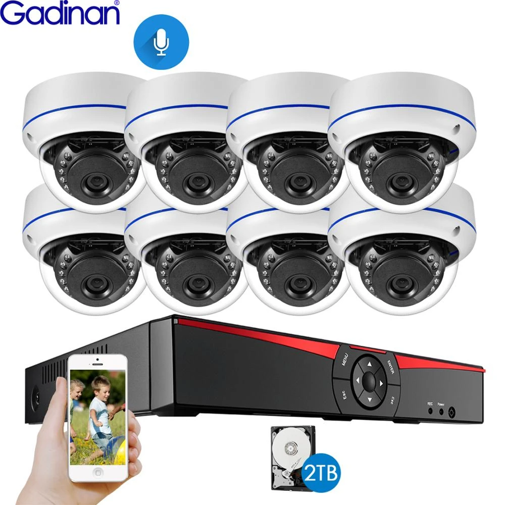 exterior security cameras Gadinan 8CH 5MP POE NVR Security Camera System Kit Audio Record 3MP IP Camera IR Dome Outdoor Waterproof CCTV Surveillance Set security camera system