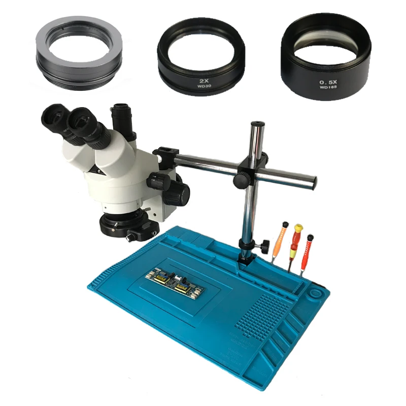 3.5X 7X 45X 90X Simul Focal industrial Trinocular stereo microscope