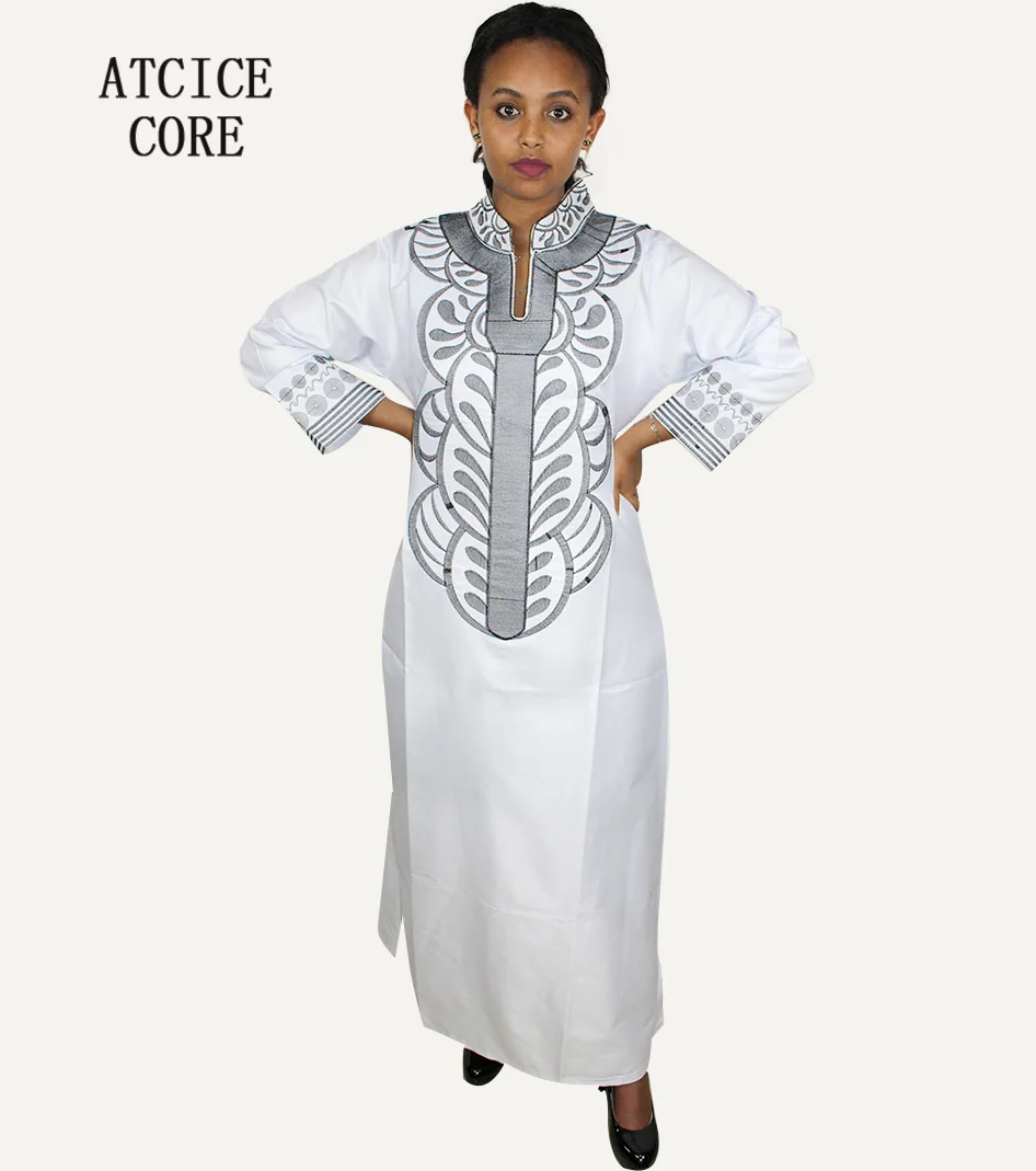 african fashion style African New Bazin Embroidery Dresses Long Dress Without  Scarf Soft Material LA066 african couple outfits