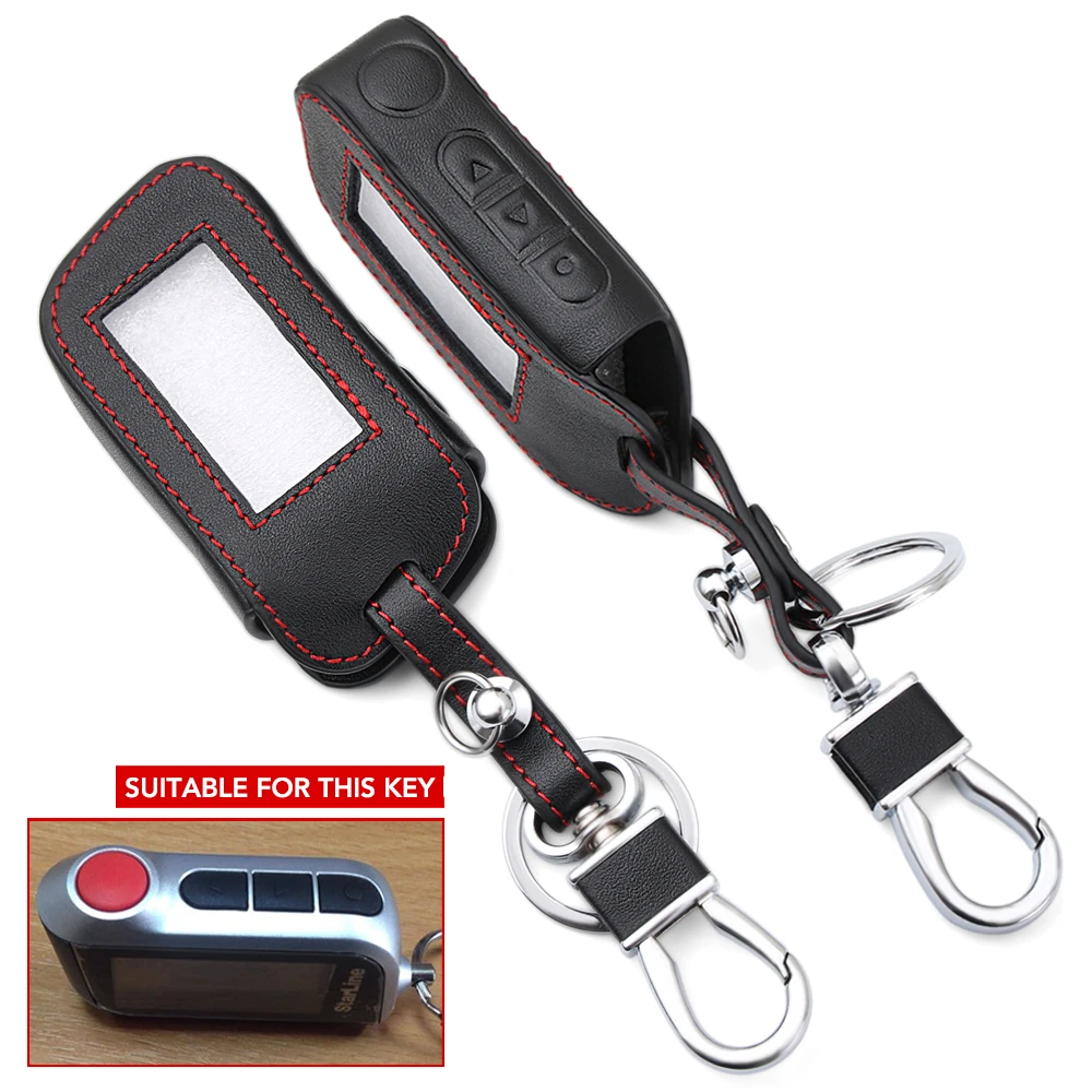 

A93 Leather Car Key Case Keychain Protect Cover Skin For Starline A63/A36/A39/A66/A96 Two Way Car Alarm LCD Remote Control