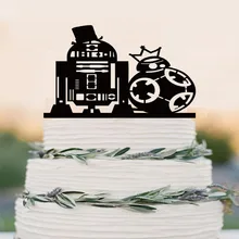 Забавный робот торт Топпер, свадебный торт Топпер, акриловый заказной торт Топпер, жених и невеста Топпер