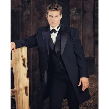 

Custom Made Black Gentleman Three Pieces Silm Fit Wedding Suits Tuxedos (Jacket+Pants+Vest) Grooms Suits Men Suits Blazers 2018