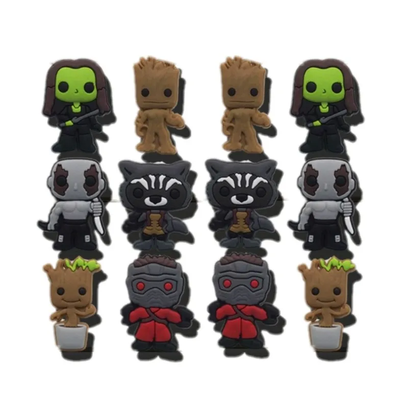 

100pcs Guardians of the Galaxy Groot Cute Cartoon PVC Shoe Charms Decoration Buttons Fit Bands Croc Jibz Xmas Party Gift
