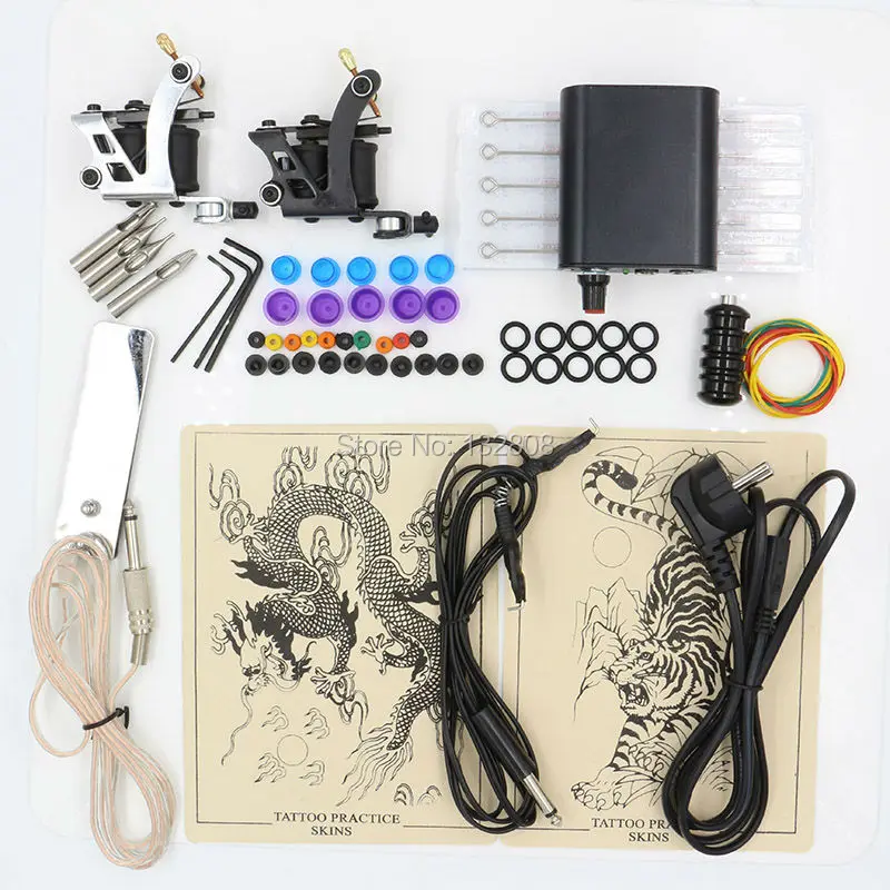 Лидер продаж 1 компл.. Professional Body Tattoo Machine источник питания оборудование татуировки комплект для татуировки начинающих Бесплатная доставка - изображение