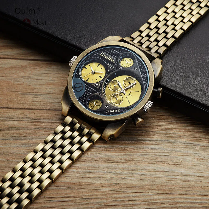 

Oulm Mens Watches Top Luxury Brand Quartz Watch Casual Leather Sports Wristwatch Montre Homme Male Clock Relogio Masculino