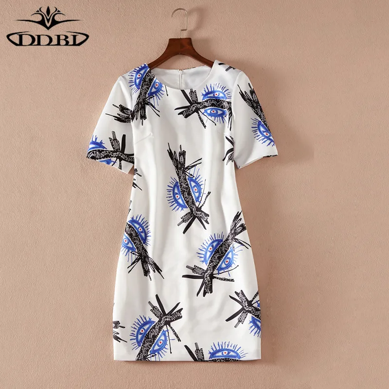 high quality summer dress eyes print dress cartoon dresses white 180503