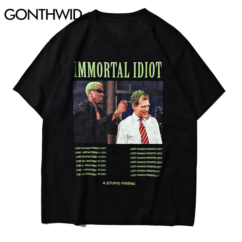 

GONTHWID Funny Stupid Friend Print Streetwear Tshirts Men Vintage Hip Hop Casual Short Sleeve T Shirts Tops Summer Male Tops