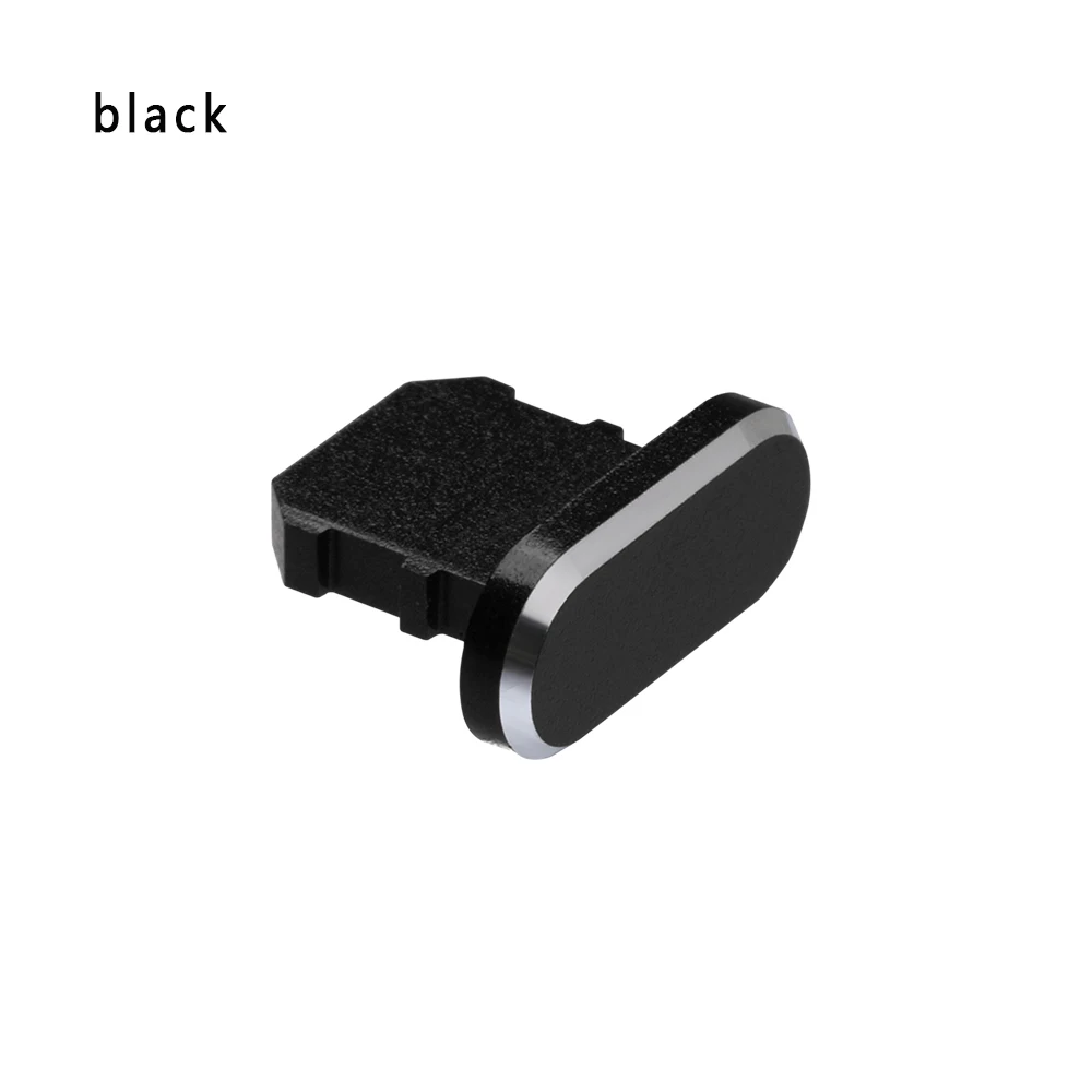 Модные Универсальные 2 шт Металлические противопылевые заглушки для зарядки док-станции, заглушка, крышка для телефона, аксессуары для iPhone X XR Max 8 7 6S Plus - Цвет: black