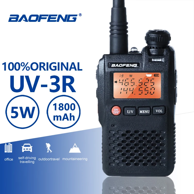 

Baofeng UV-3R Mini Size Portable LCD Display Walkie Talkie VHF 136-174MHz UHF 400-470MHz Dual Band Two Way Radio Child Kids Toy