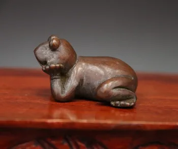 

5 CM Chinese Pure red Copper Fengshui Animal be pleased Common Pond Frog Statue