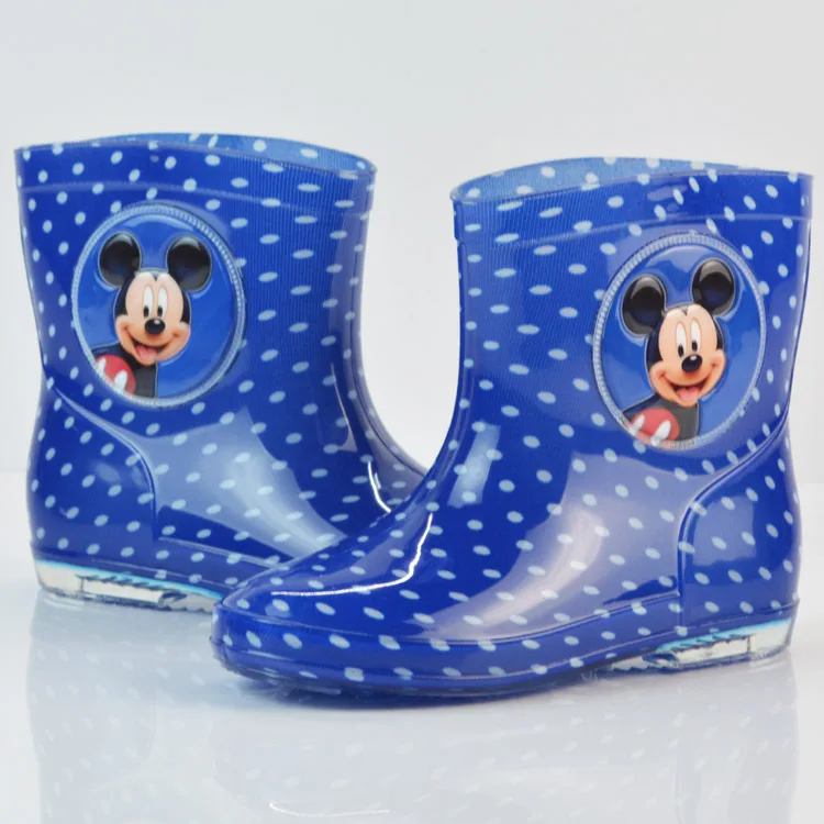 Disney Princess Mickey Minnie children's rain boots rubber shoes cartoon men and women girls rain boots plus cotton detachable