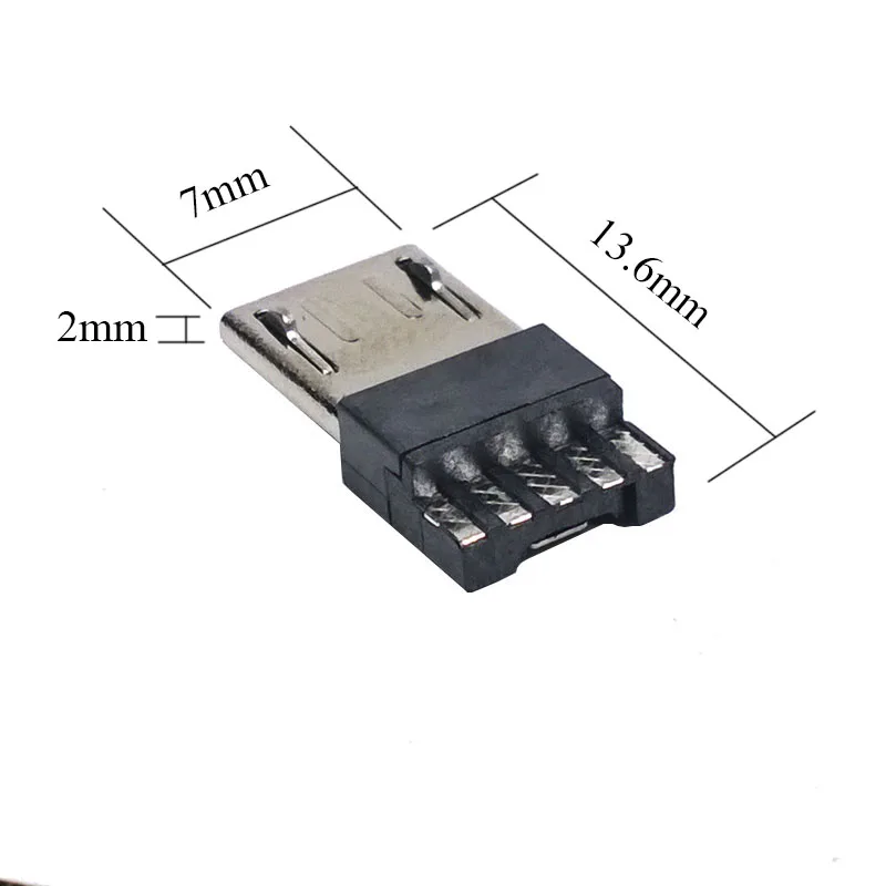 20 pcs/lot USB Male 5 Pin USB Connectors Plastic Shell Micro USB Connector Jack Tail Plug Sockect Terminals