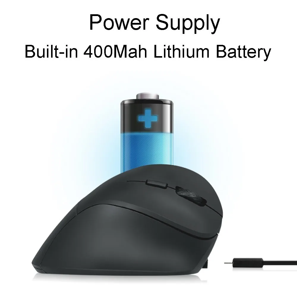 CHYI беспроводная Вертикальная Эргономичная мышь 2,4G 1000/1200/1600 dpi Регулируемая перезаряжаемая мощность с подставкой для запястья комплект для ПК