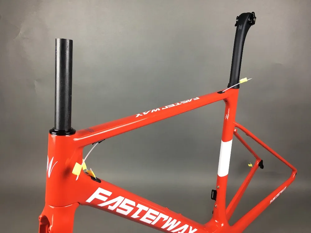 Sale white red with black  FASTERWAY classic carbon road frameset UD weave carbon bike frame:Frameset+Seatpost+Fork+Clamp+Headset 75