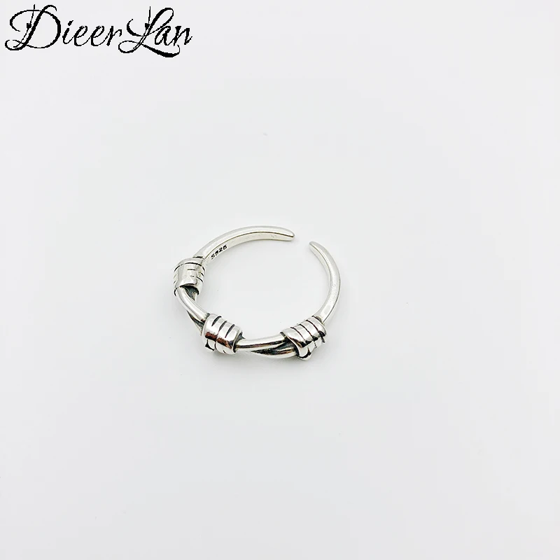 

DIEERLAN 925 Sterling Silver Bowknot Rings for Women Gift Ladies Fashion Punk Jewelry Open Retro Antique Rings Anillos