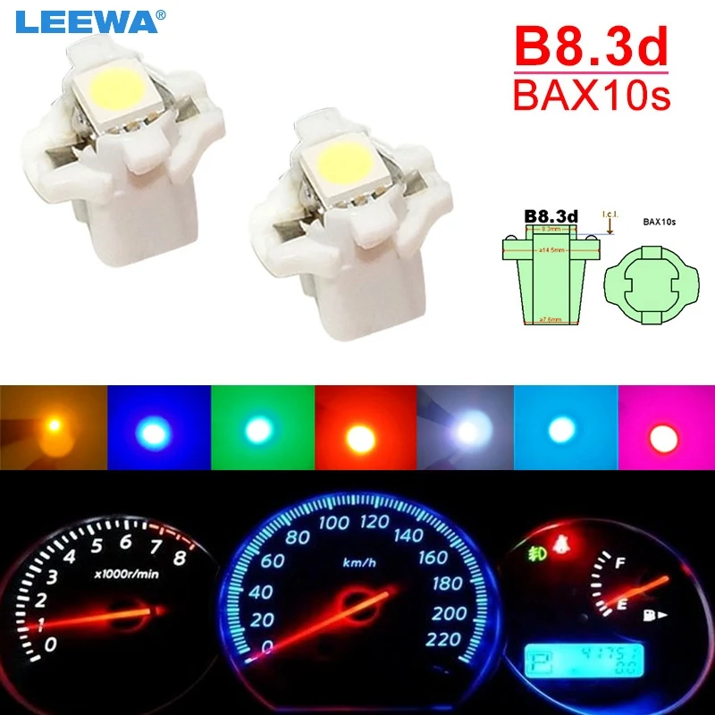 

LEEWA 5pcs Car 12V B8.3d/BAX10s 1SMD 5050 Gauge Dashboard LED Light Interior Lamp White/Blue/Red/Yellow/Green/Ice blue #CA4066