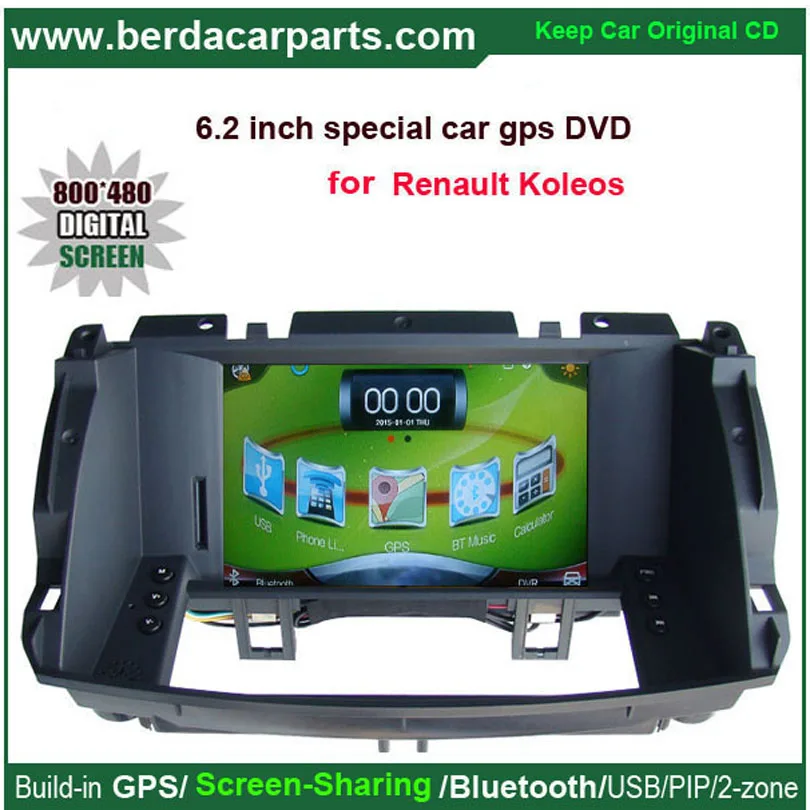 

6.2 inch Wince 6.0 Car GPS Navigation for Renault Koleos Video Player with Bluetooth Keep original Radio of the car