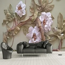 На заказ любой размер Настенные обои 3D стерео рельеф цветы дерево фото настенная живопись Гостиная ТВ диван фон стены домашний декор