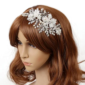 

flowers bridal crown Beautiful wedding tiaras handmade hair accessories pearl jewelry headband