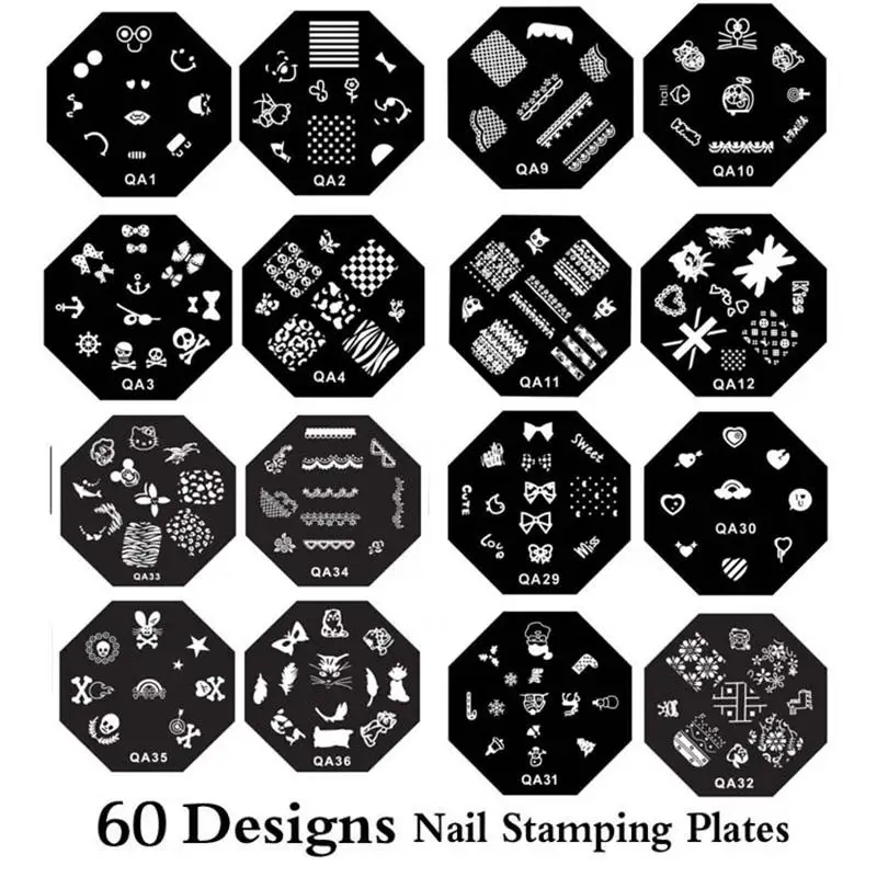 

31-61 Series nail art stamping plates Nail Polish Print 60 Designs Manicure Template Stencil Tools For Choose