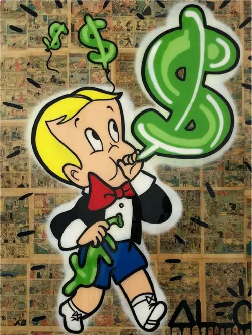 Monopolyingly Art Canvas Painting Street Artist Scrooge Mcduck Dollar Sign Statue Poster Wall Picture for Living Room No Frame - Color: AM017