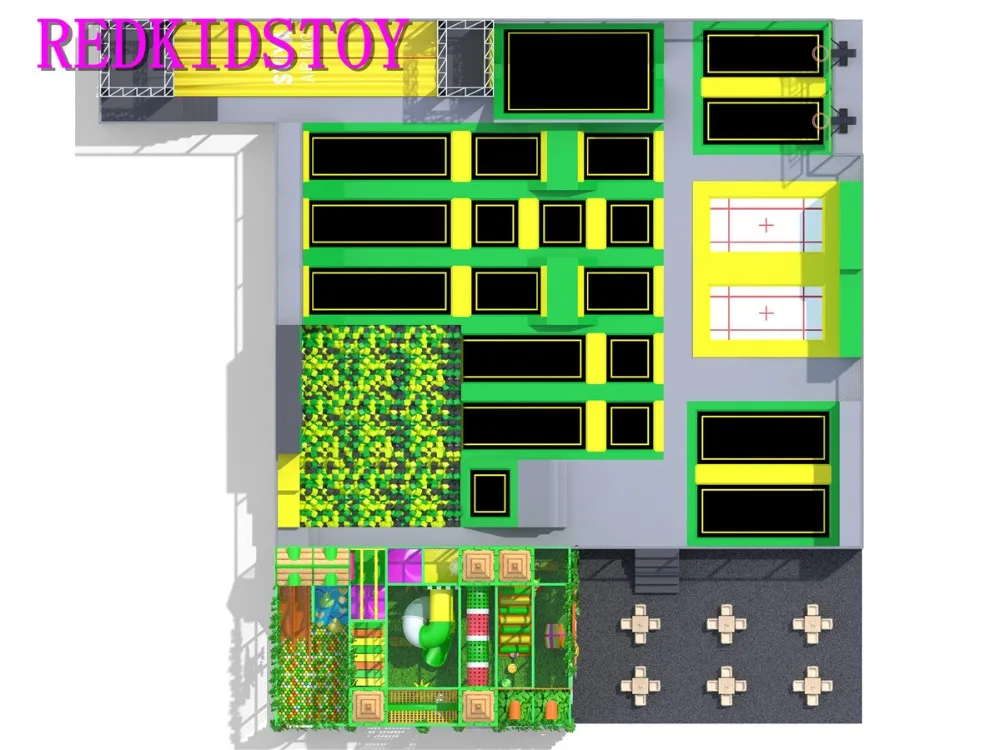 Стандарт ЕС великолепный многофункциональный закрытый Батутный парк с скалолазанием стены и кабеля