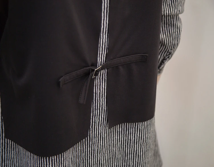 Кимоно повседневные женские топы и блузки поддельные две части в полоску Лоскутные рубашки туника с длинным рукавом женская одежда размера плюс женская одежда