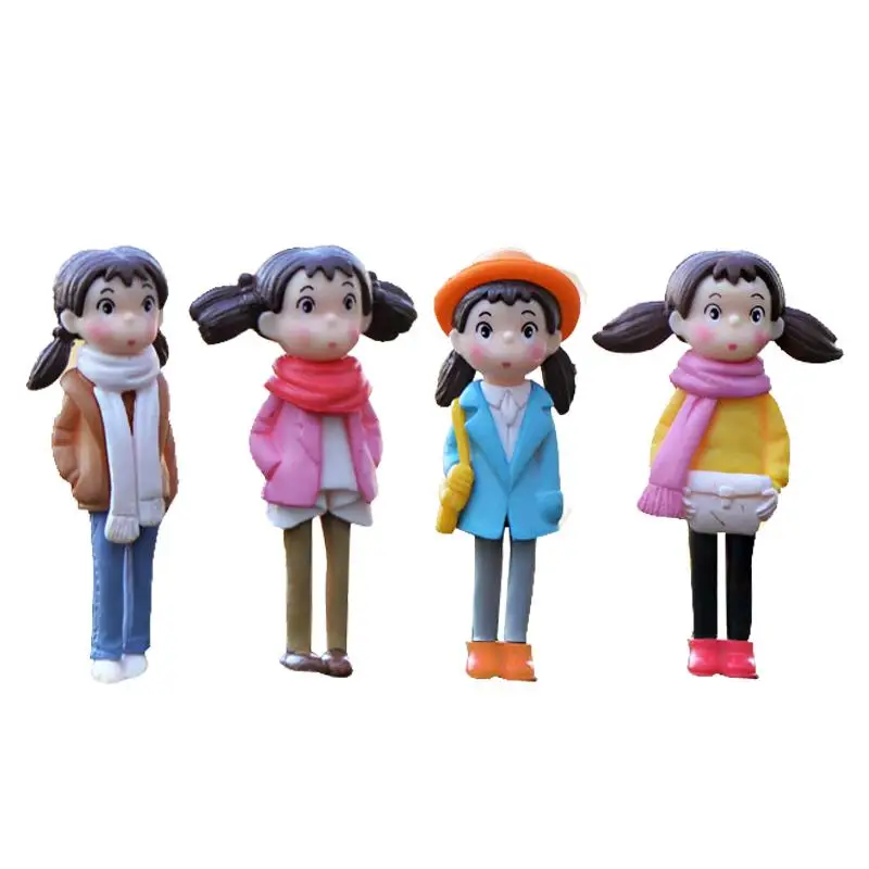 4Pcs/Set PVC Japanese Anime Fairy Garden Figurines Miniature Hayao