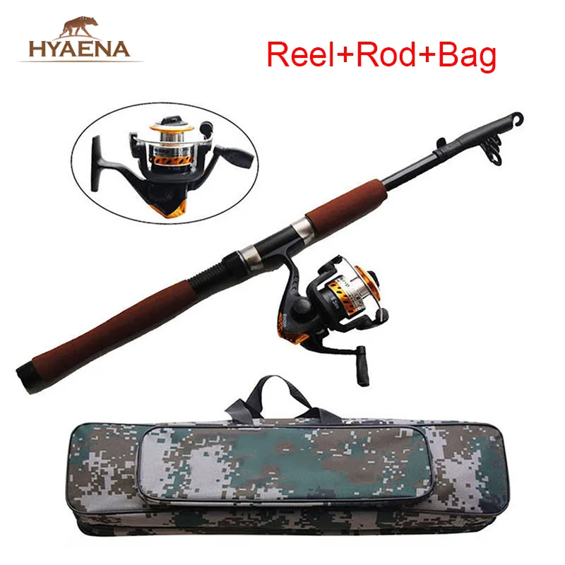 Hyaena 2.1m Telescopic Fishing Rod Combo With Fishing Bags Fishing Tackle Spinning Fishing Rod Reel For Ocean Boat Pesca