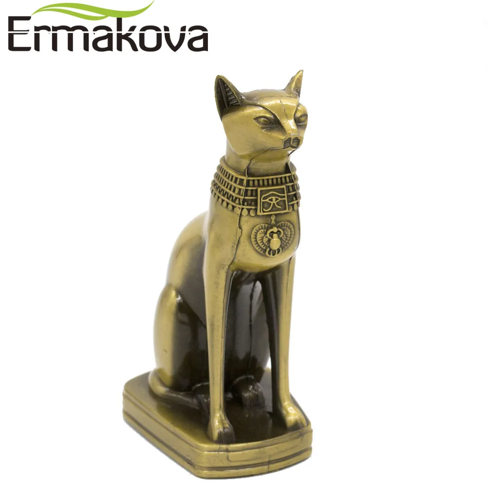 ERMAKOVA Metal Bastet Statue Egyptian Cat God Figurine Cat in Ancient