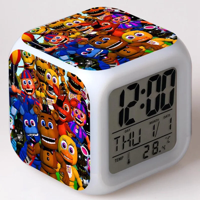 FNAF мир цифровой будильник Ночной светильник светодиодный 7 цветов Изменение reloj despertador de cabeceira пять ночей у Фредди детские часы