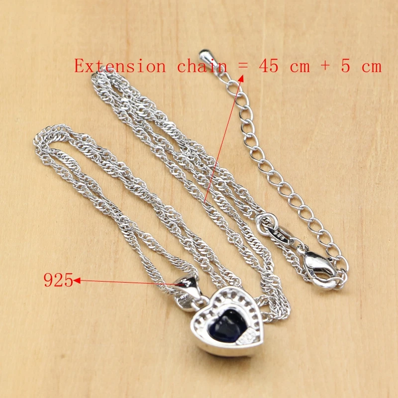 Heart Blue Cubic Zirconia Jewelry Sets Silver Bridal Jewelry Docoration For Women  (2)